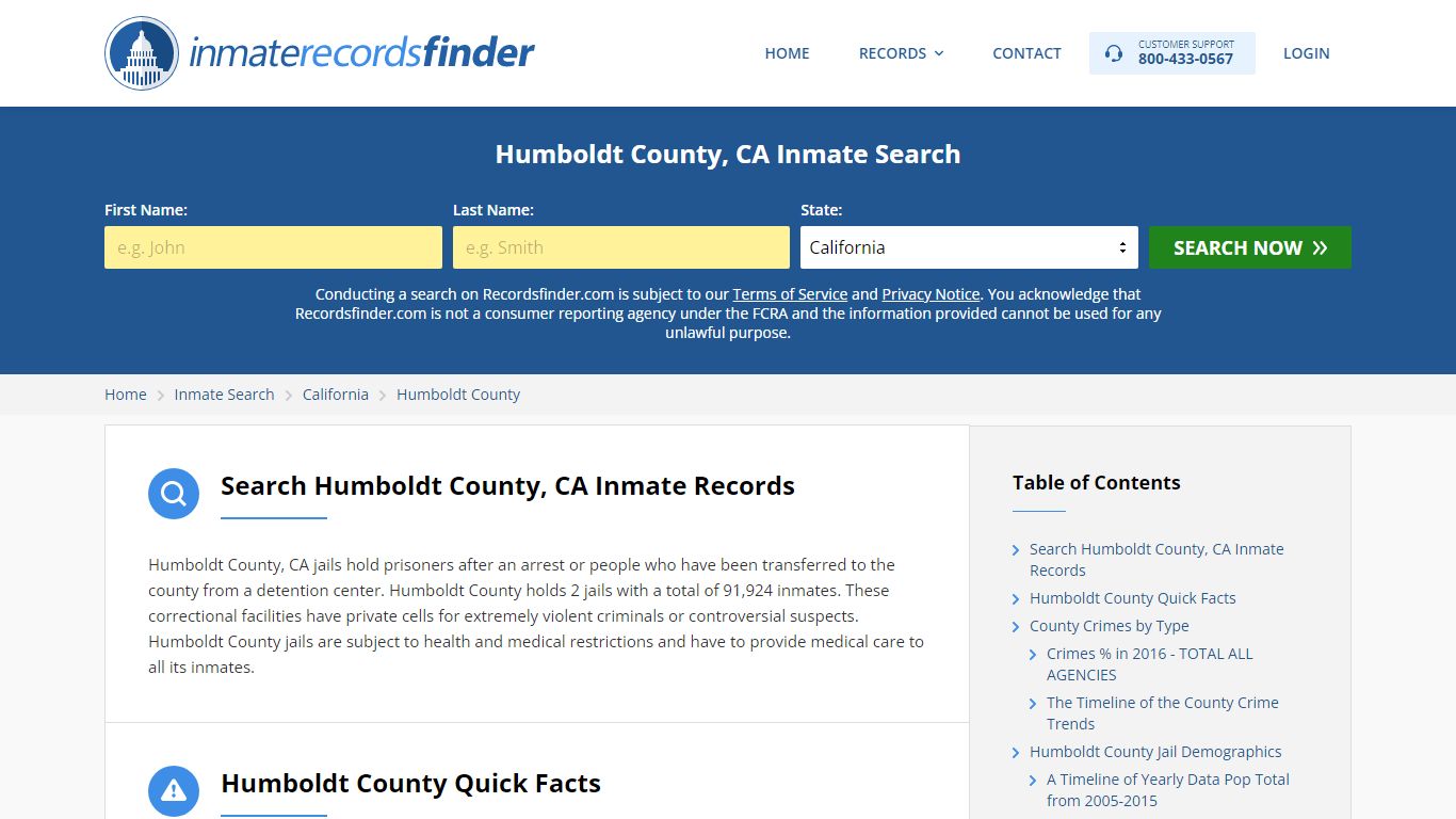 Humboldt County, CA Inmate Lookup & Jail Records Online
